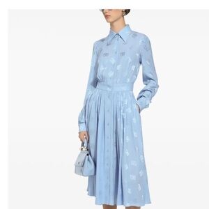 Logo Jacquard Long Sleeve Silk Shirtdress Dolce&Gabbana Sz 44. Italy